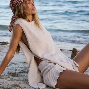 Free People Cream Sleeveless Jumpsuit